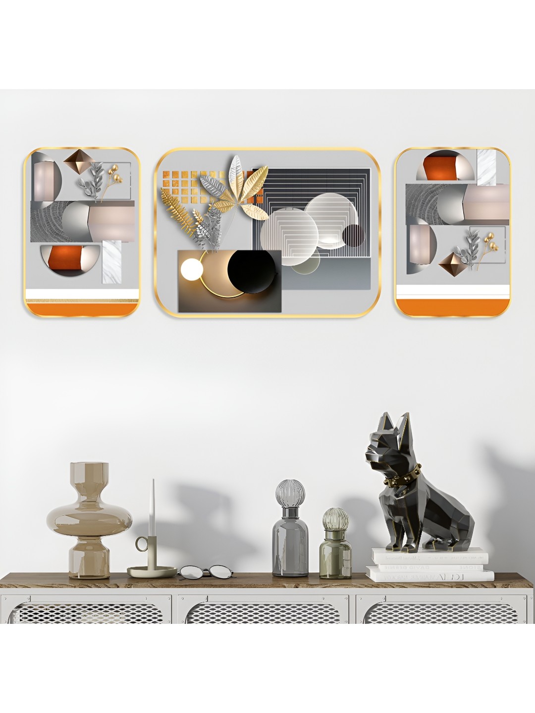 

Aura Grey & Beige 3 Pieces Wooden Abstract Wall Paintings
