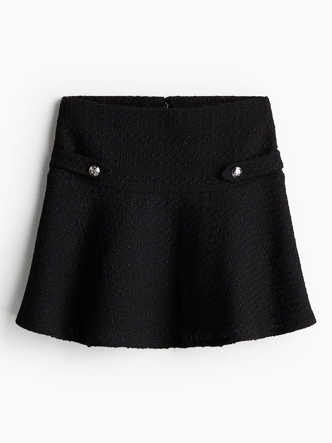 

H&M Flared Boucl Skirt, Black