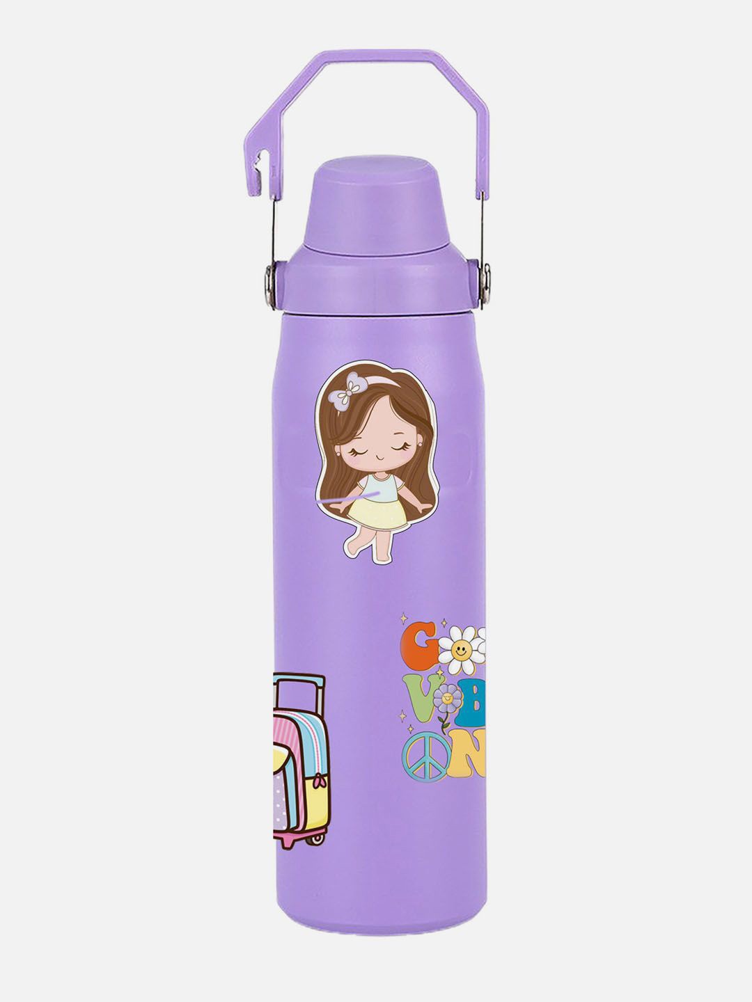 

Little Surprise Box LLP Purple & White Stainless Steel Printed Water Bottle 700 ml