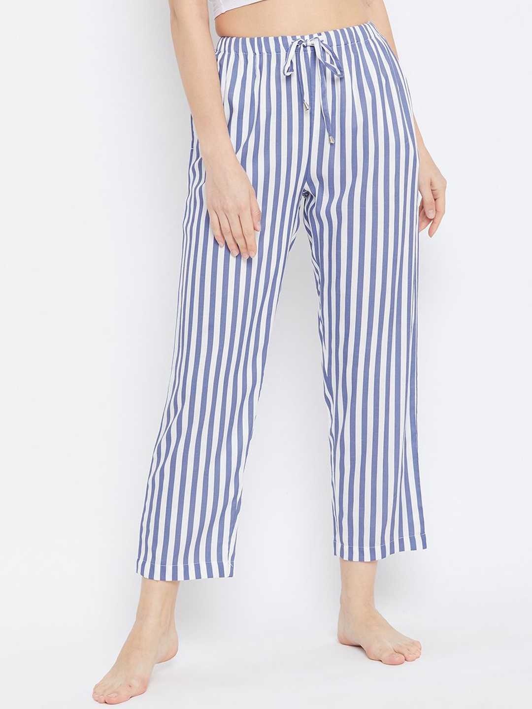 

Hypernation Women Striped Lounge Pants, Blue