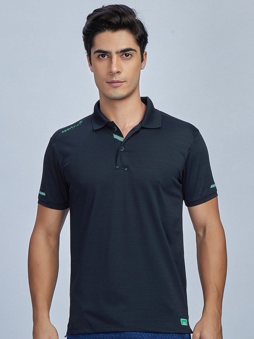 

SPORT SUN Men Dri-FIT Solid Polo Collar T-Shirt, Navy blue