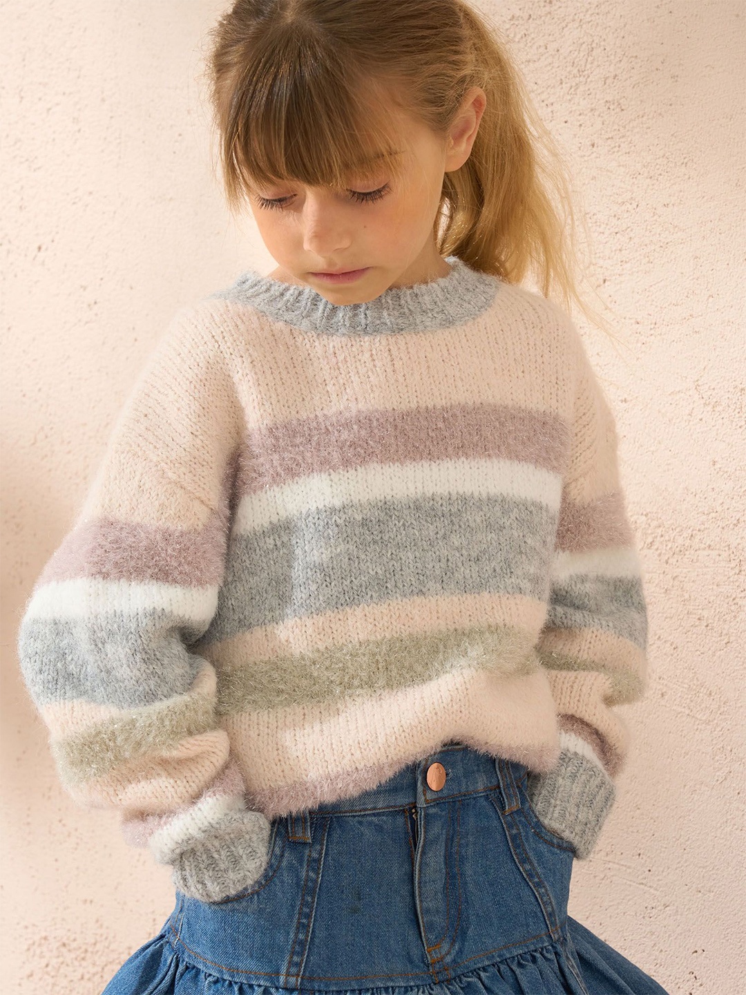 

Angel & Rocket Girls Colourblocked Pullover, Pink