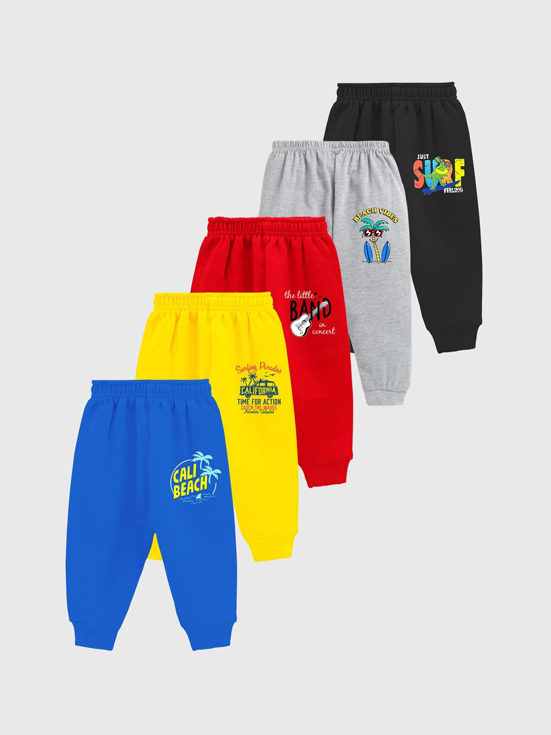 

KUCHIPOO Pack Of 5 Typography Cotton Joggers MNT-PAJ-162--4-5 Years-4-5Y, Red