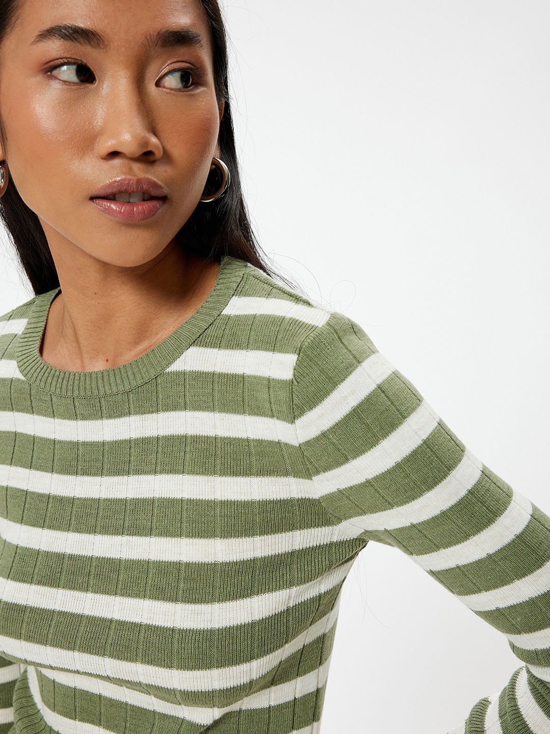 

Koton Women Striped Pullover, Green