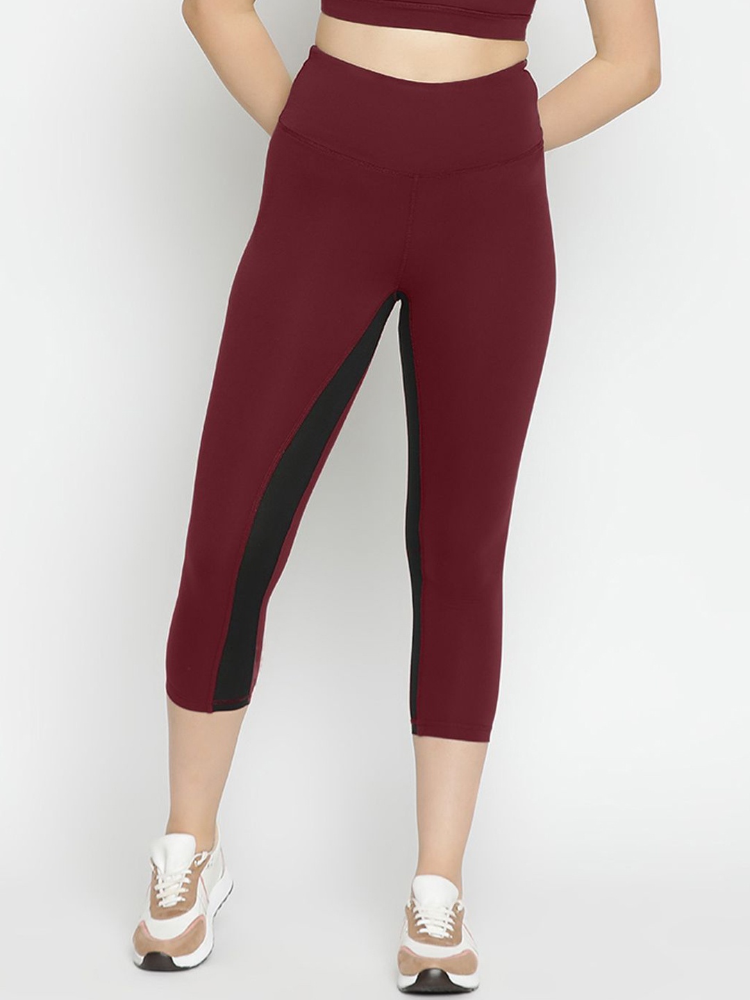 

Wearjukebox High-Rise Rapid-Dry Crop Training or Gym Tights, Maroon