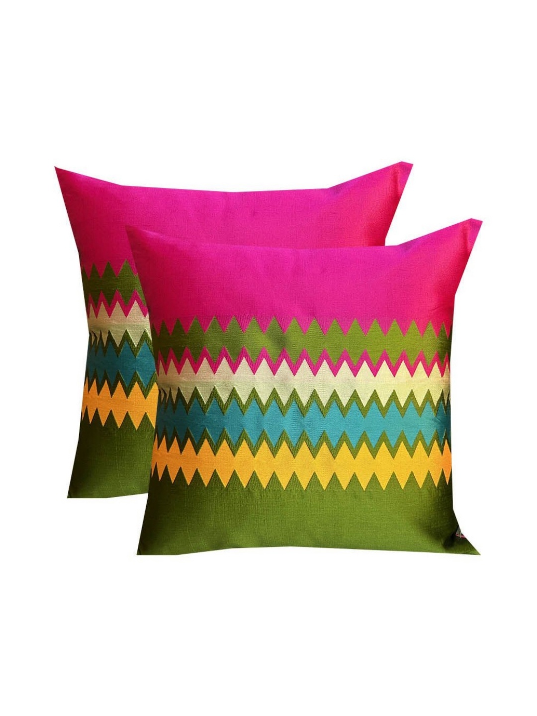 

Pink Parrot Green & Pink 2 Pieces Geometric Printed Square Cushion Covers