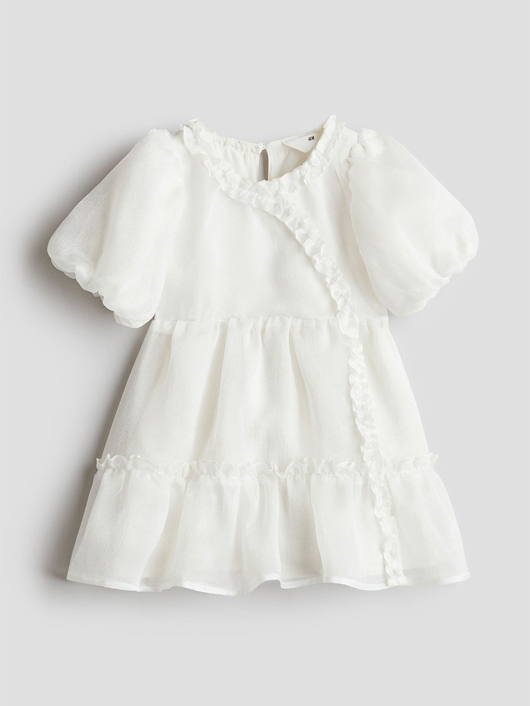 

H&M Girls Flounce-Trimmed Dress, White