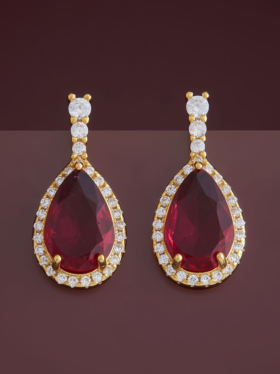 

Kushal's Fashion Jewellery Sterling Silver Cubic Zirconia Gold-Plated Drop Earrings