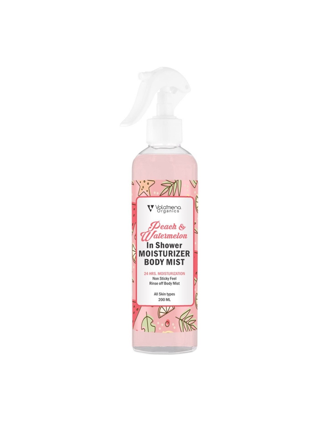 

Volamena Organics Peach & Watermelon In Shower Moisturizer Body Mist - 200 ml, Transparent