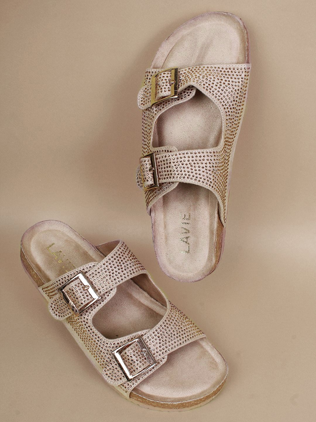 

Lavie Women Open Toe Flats with Buckles, Cream