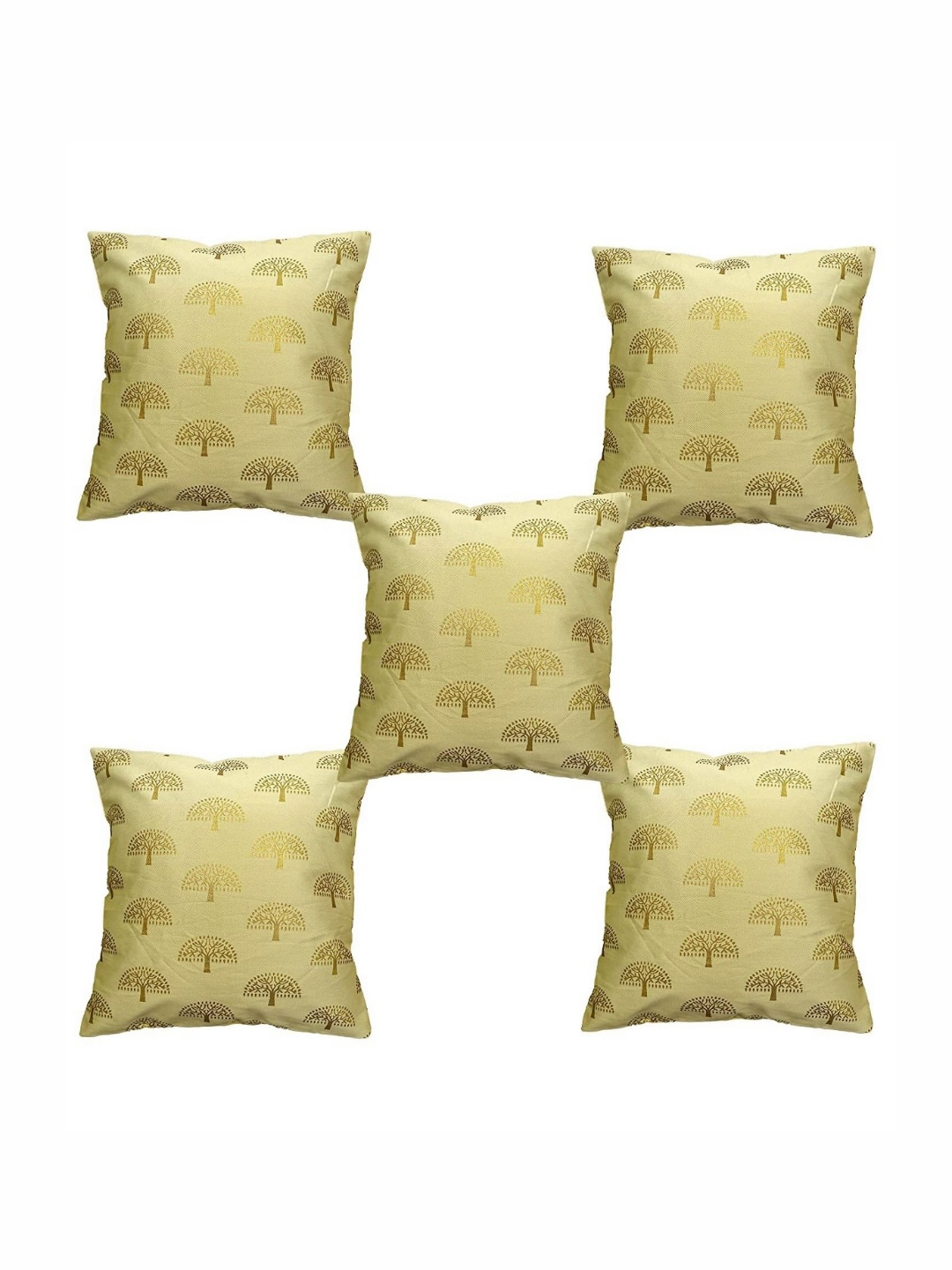 

Pink Parrot Gold-Toned 5 Pieces Ethnic Motifs Square Cushion Covers