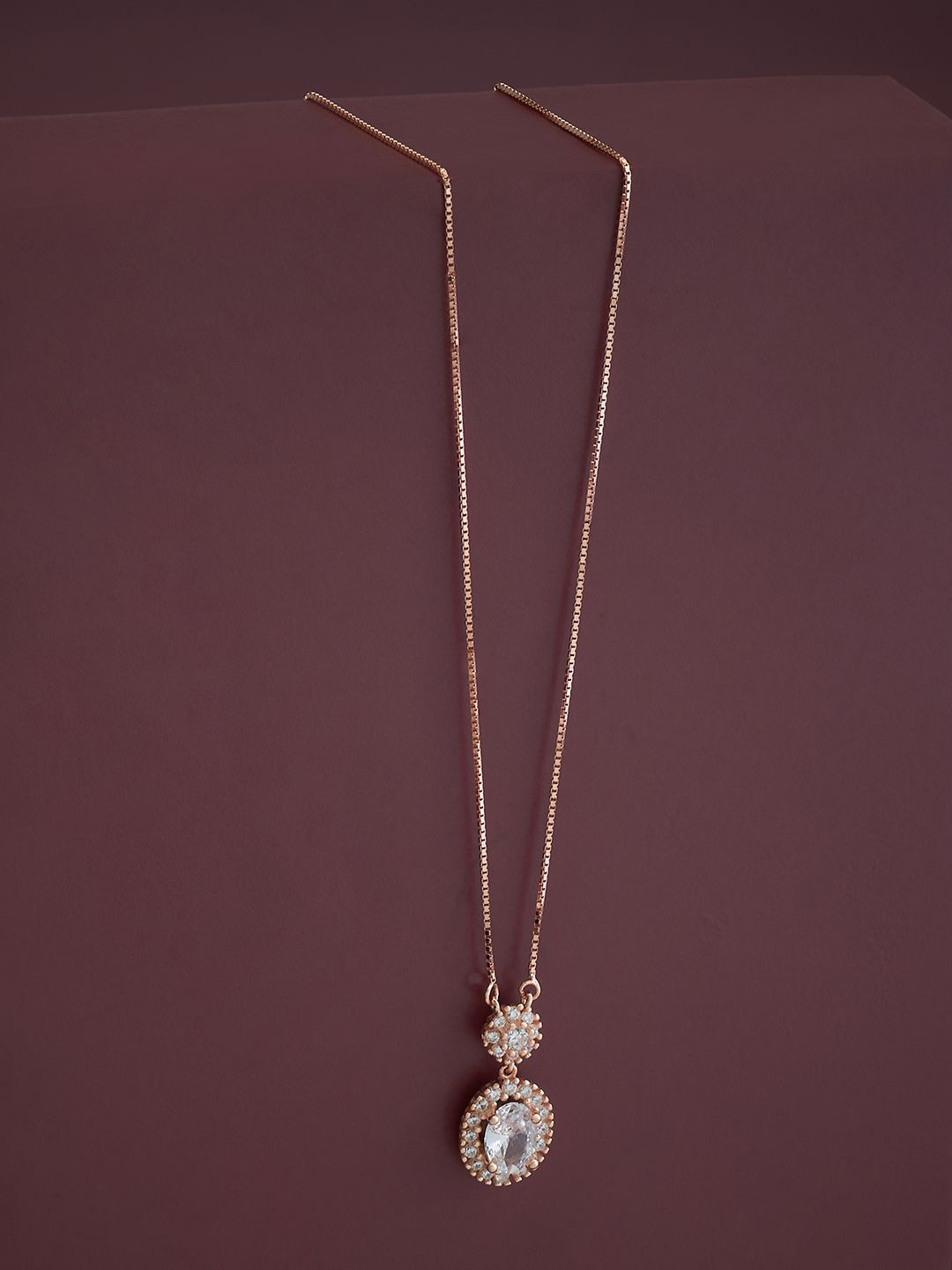 

Kushal's Fashion Jewellery 92.5 Pure Silver Rose Gold-Plated Cubic Zirconia Studded Chain