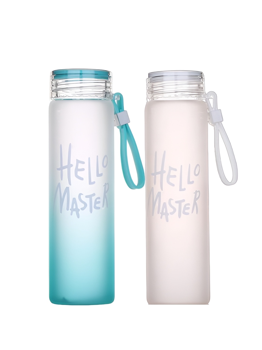 

WELOUR White & Blue 2 Pieces Glass Water Bottle