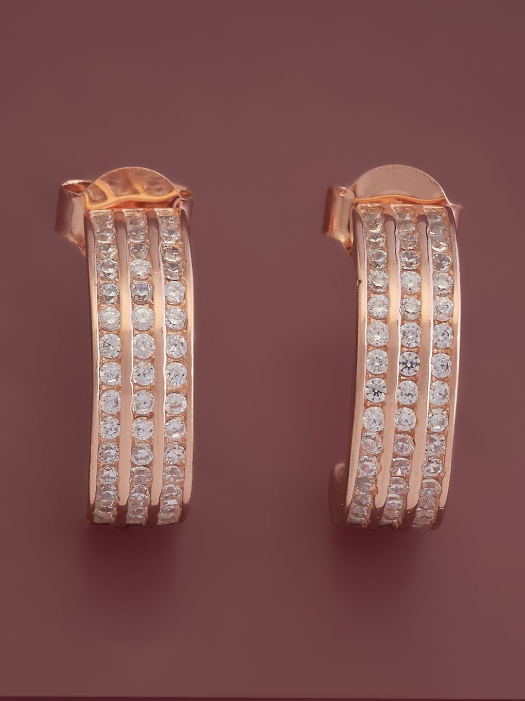 

Kushal's Fashion Jewellery Sterling Silver Cubic Zirconia Rose Gold-Plated Earrings