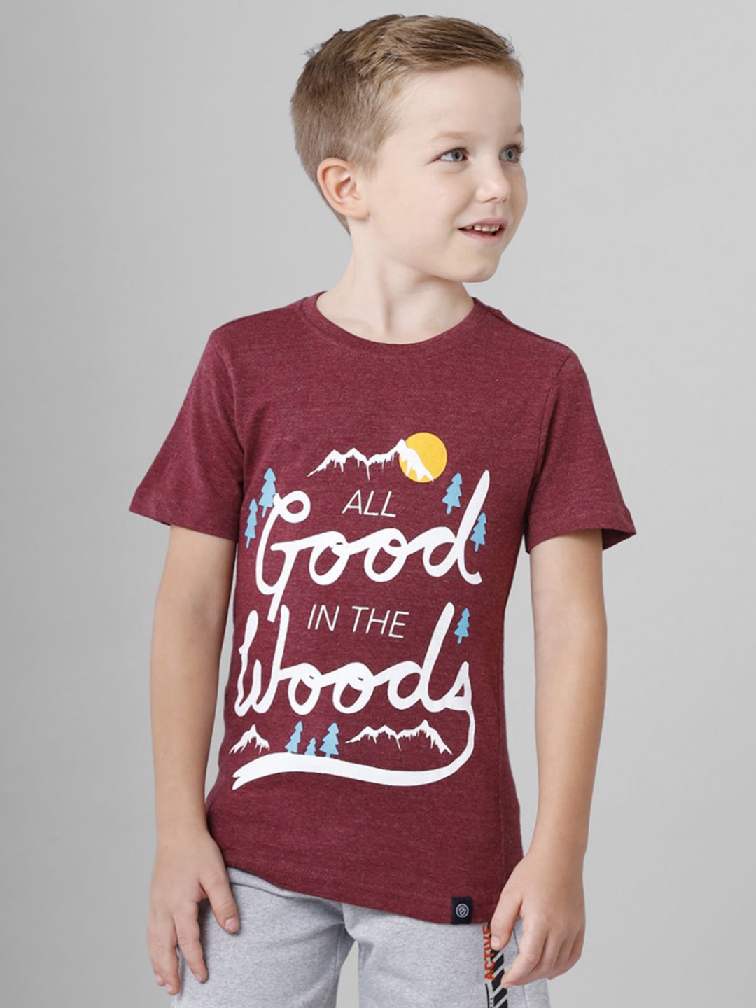 

CODEZ Boys Typography Printed Round Neck Cotton T-shirt, Maroon