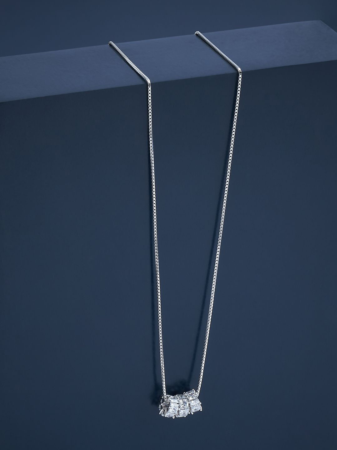 

Kushal's Fashion Jewellery 92.5 Pure Silver Rhodium-Plated Cubic Zirconia Pendent Chain