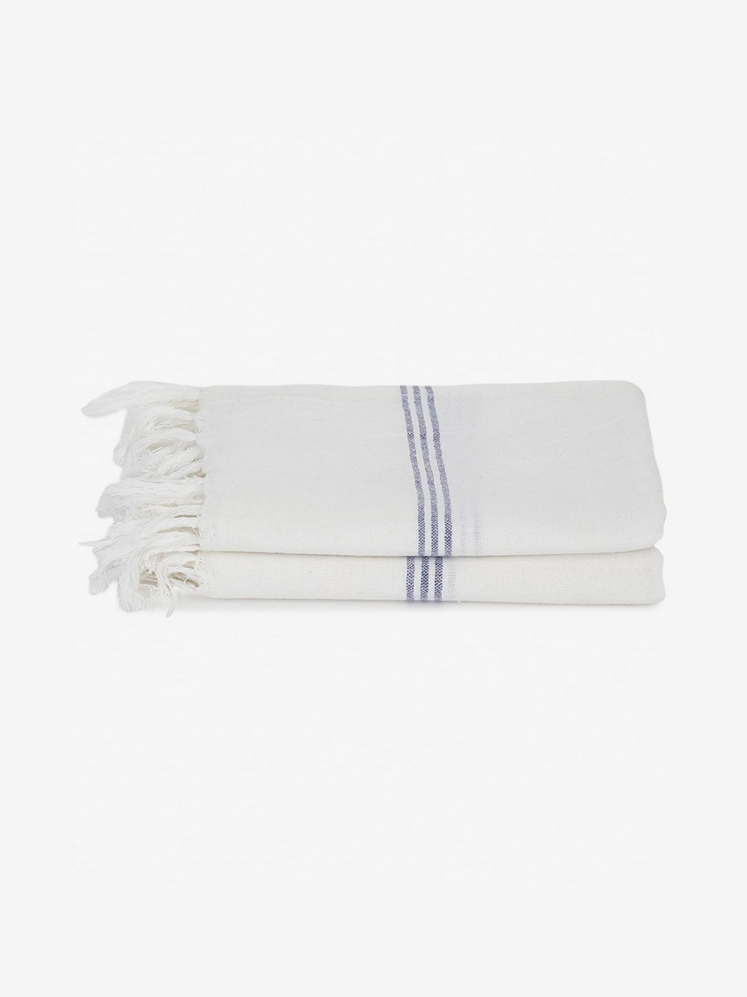 

Fabindia White & Purple 2 Pieces Cotton 125 GSM Bath Towels