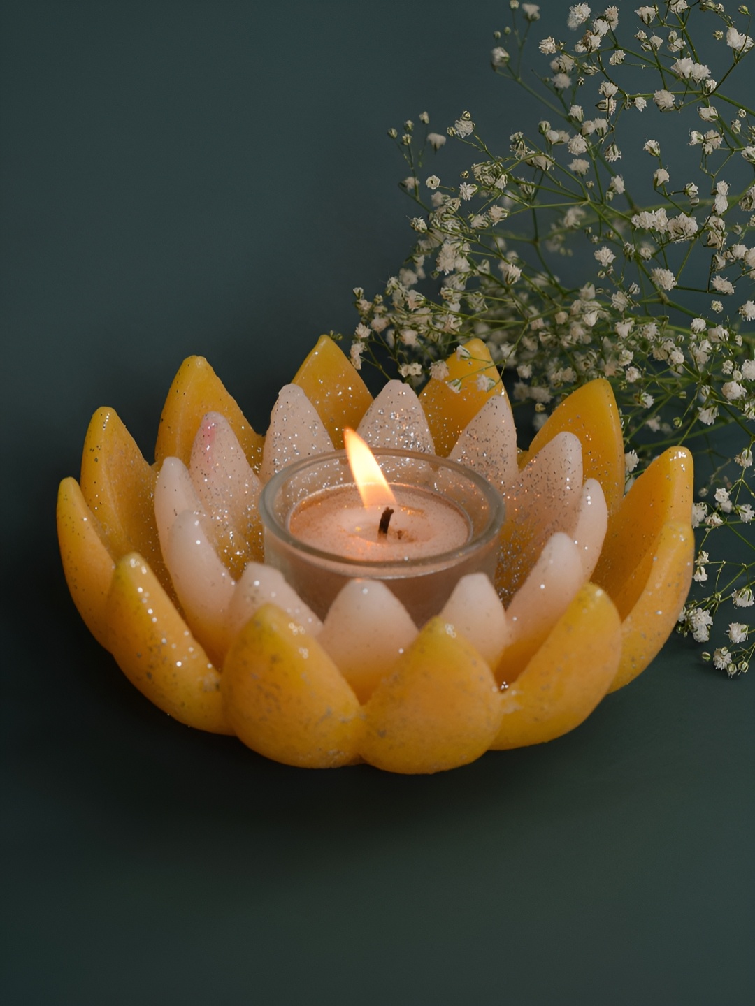 

MAATIR DESIGNS Orange Lotus Scented Decorative Hand Poured Candle