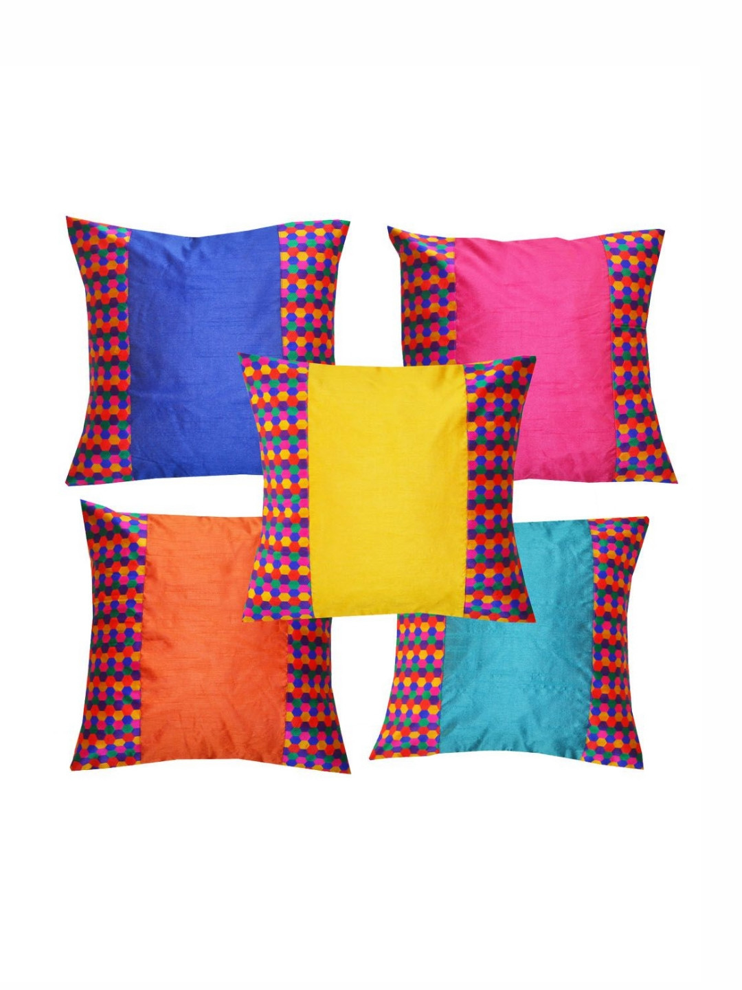 

Pink Parrot Blue & Pink 5 Pieces Abstract Printed Jacquard Square Cushion Covers