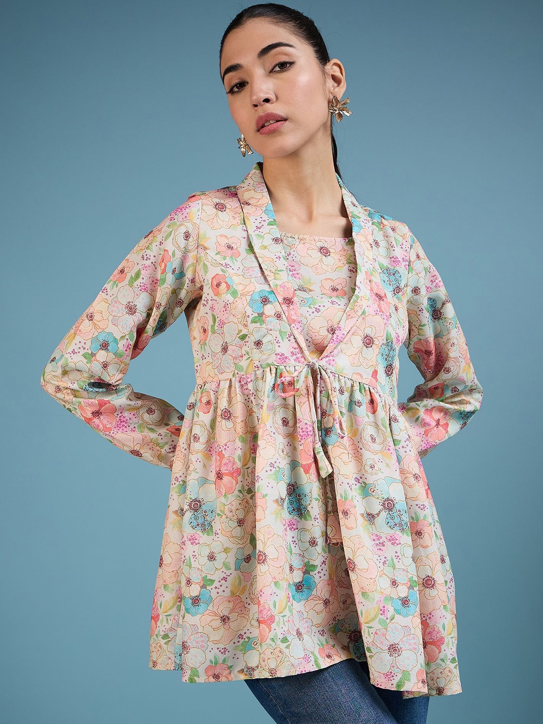 

VIRICA Women Floral Printed Square Neck Top, Multi