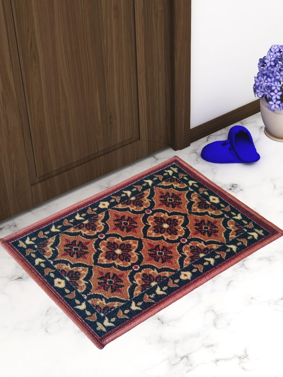 

Aura Brown & Cream-Colored Ethnic motif Printed Anti-Skid Doormats