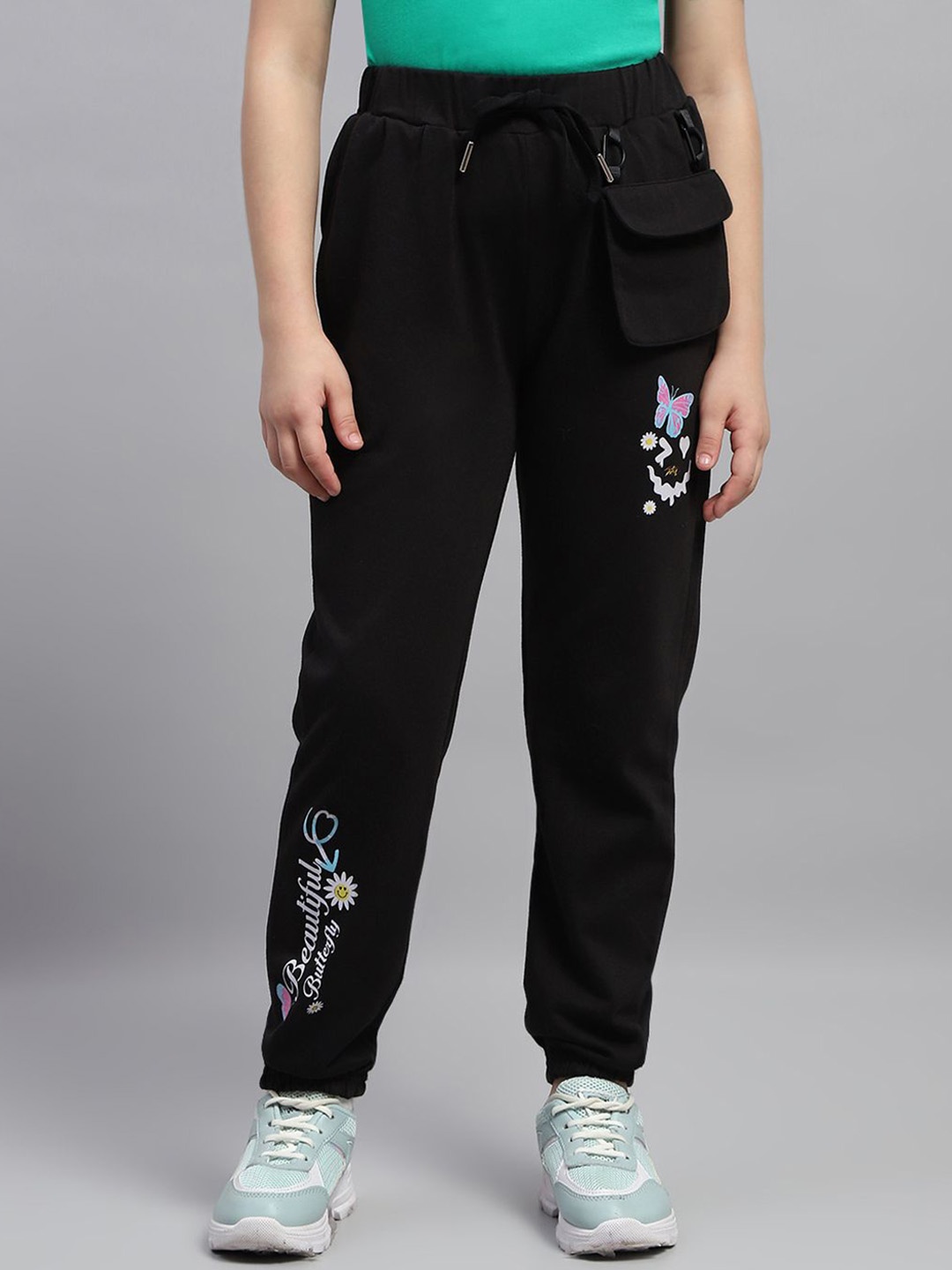 

Monte Carlo Girls Printed Joggers, Black