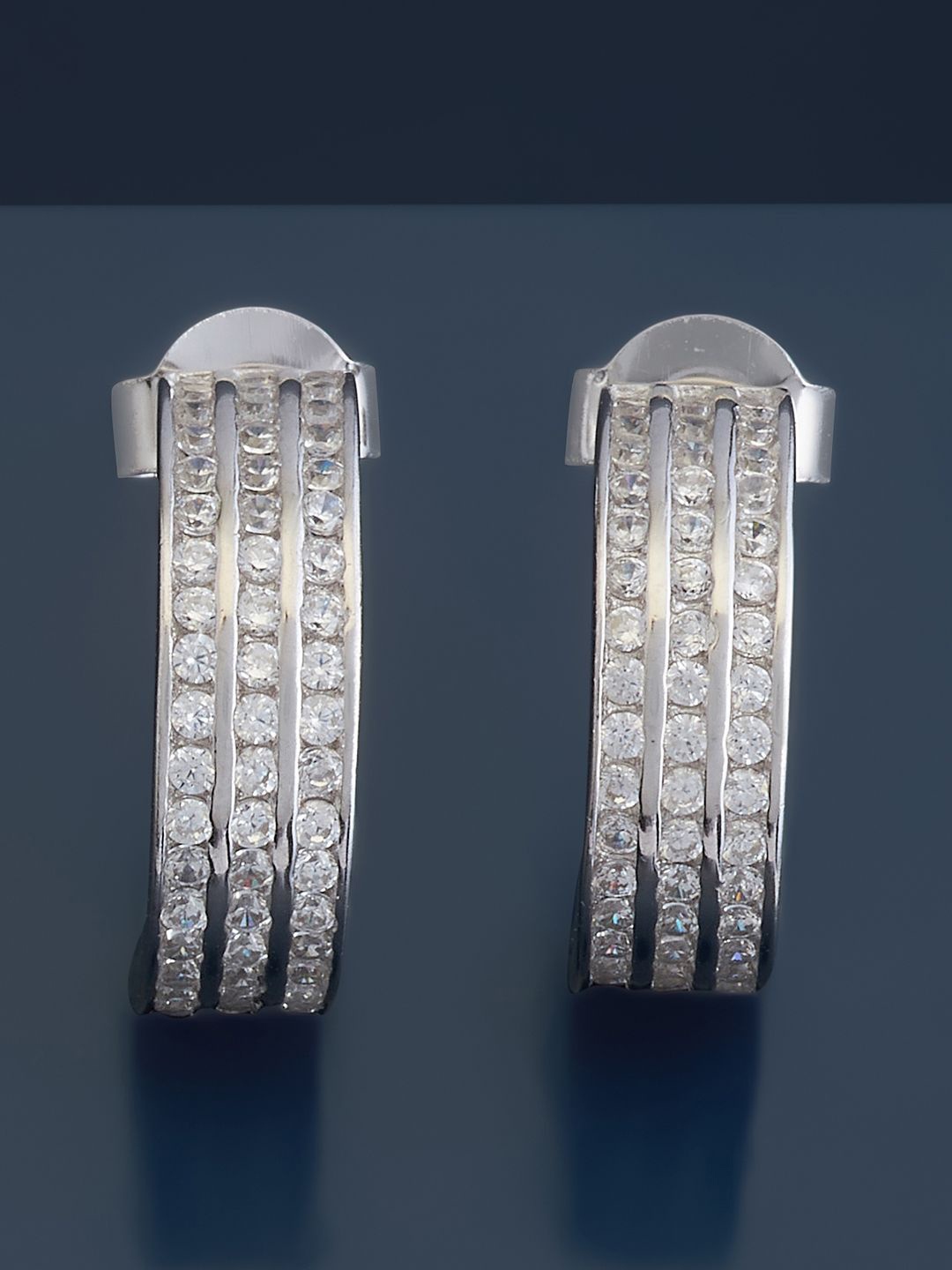 

Kushal's Fashion Jewellery Sterling Silver Cubic Zirconia Gold-Plated Half Hoop Earrings