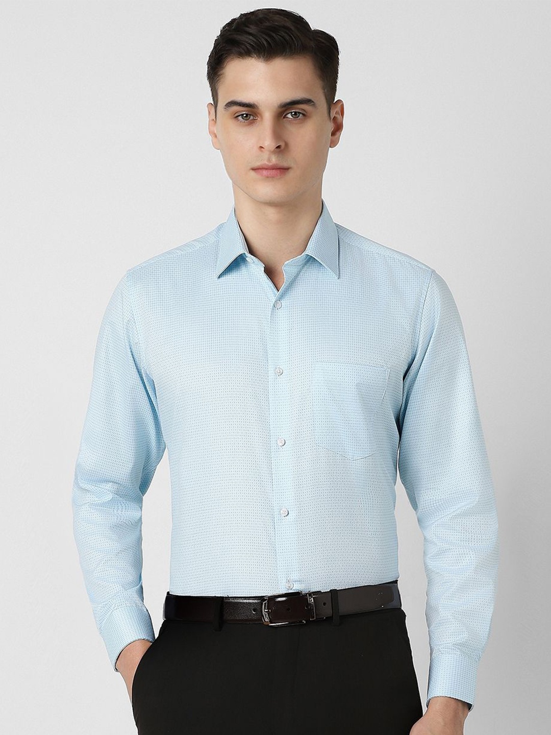 

Van Heusen Men Opaque Printed Formal Shirt, Blue