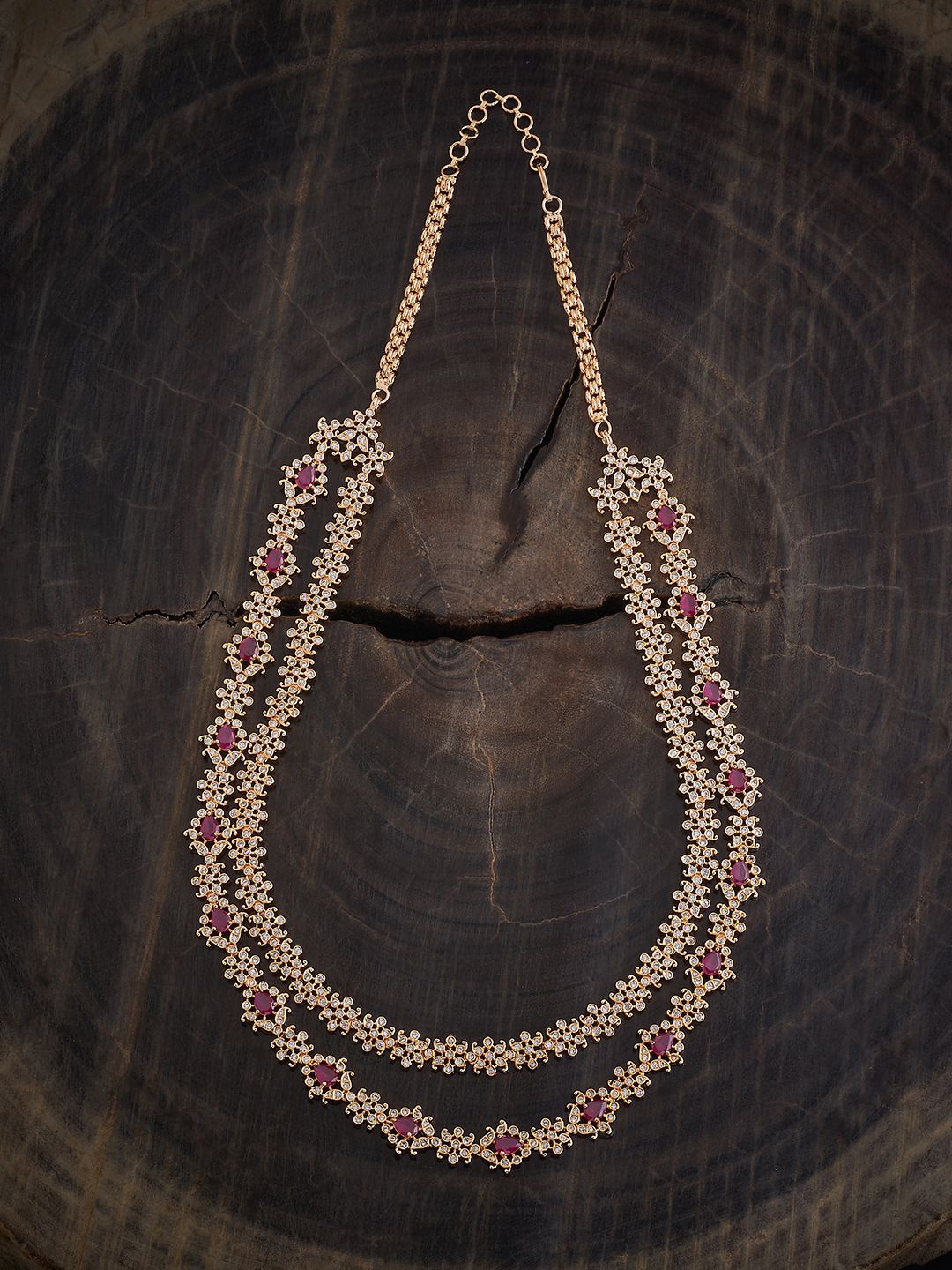 

Kushal's Fashion Jewellery Gold-Plated Cubic Zirconia Studded Layered Necklace