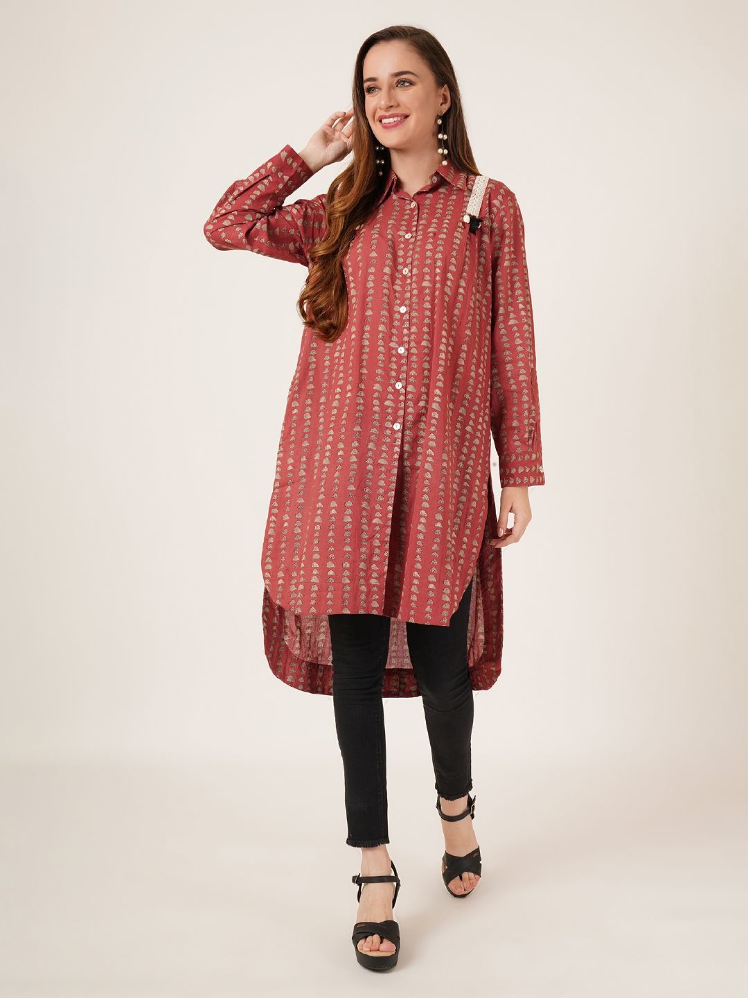

COTLAND FASHION Women Comfort Opaque Printed Casual Shirt, Burgundy