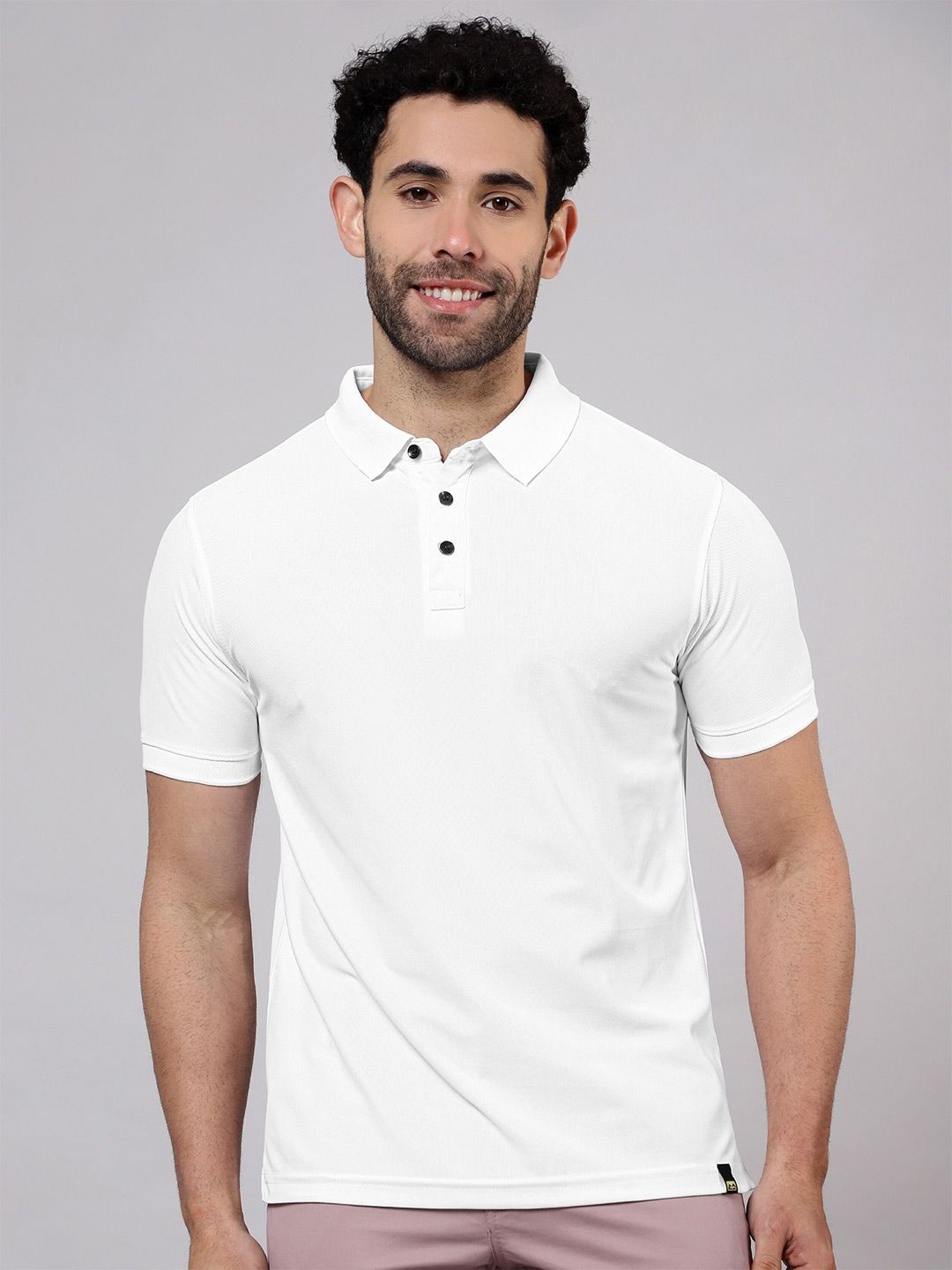 

Beyoung Men Solid Polo Collar Cotton T-shirt, White