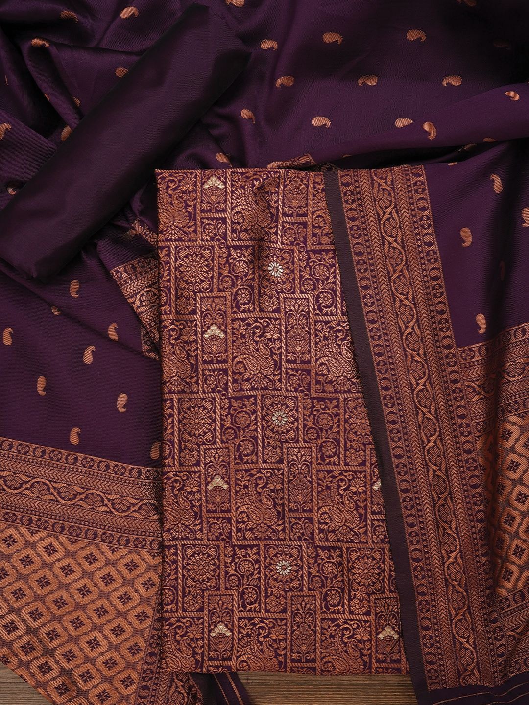 

Jaipur Kurti Purple Paisley Woven Design Zari Unstitched Dress Material
