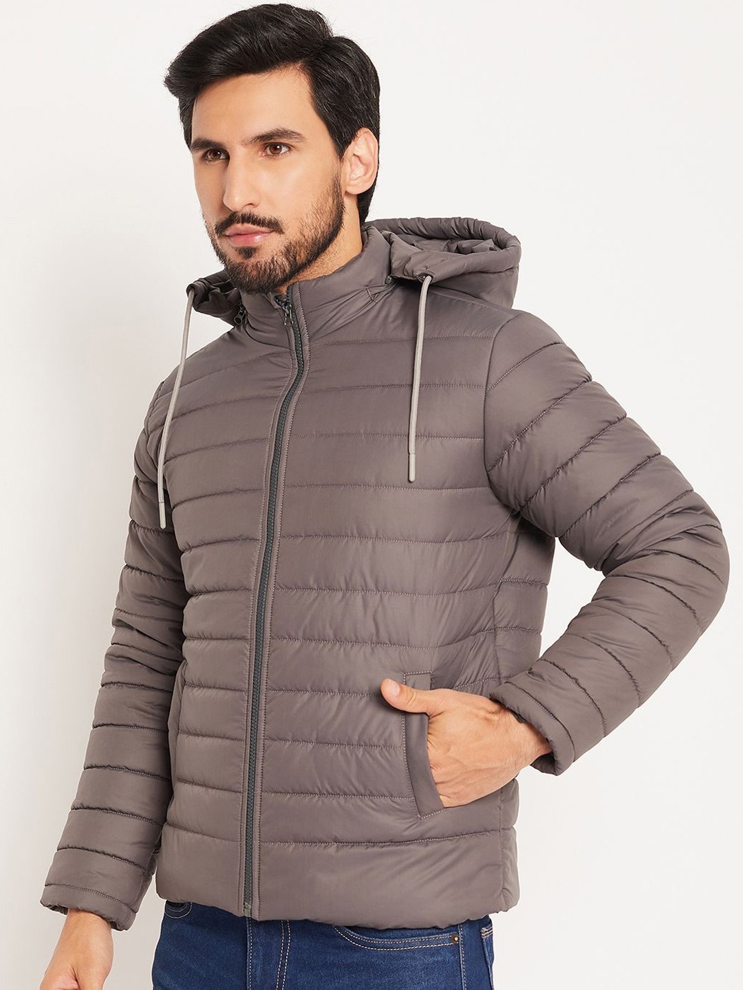 

VERO AMORE Men Solid Hooded Quilted Jacket, Grey