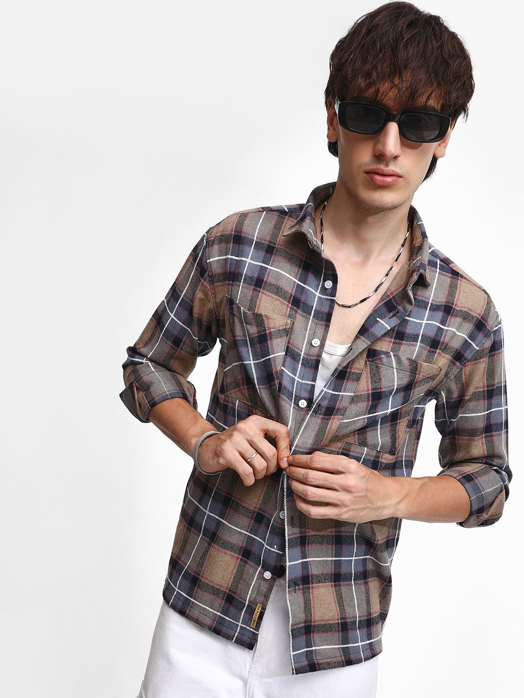 

Campus Sutra Men Comfort Spread Collar Tartan Checked Cotton Casual Shirt, Multi