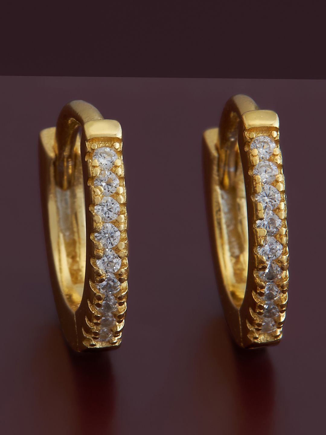 

Kushal's Fashion Jewellery 92.5 Pure Silver Gold Plated Cubic Zirconia Hoop Earrings