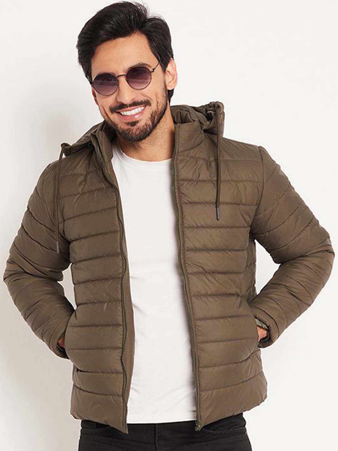 

VERO AMORE Men Solid Hooded Quilted Jacket, Olive