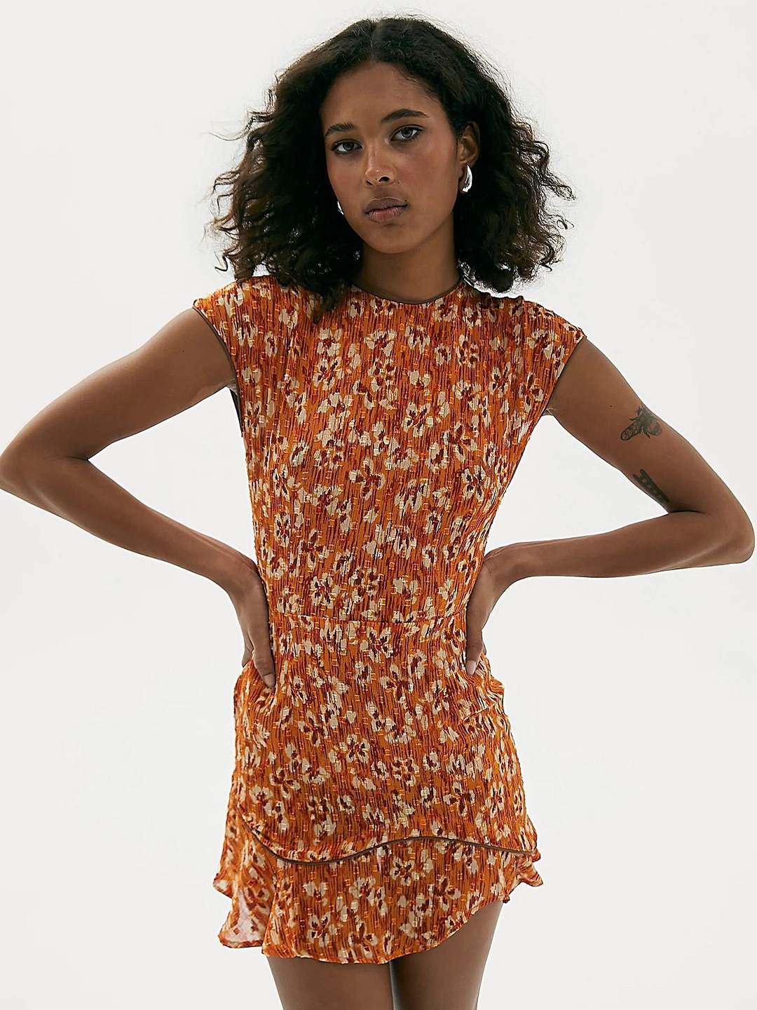 

LULU & SKY Floral Printed Sheath Mini Dress, Orange