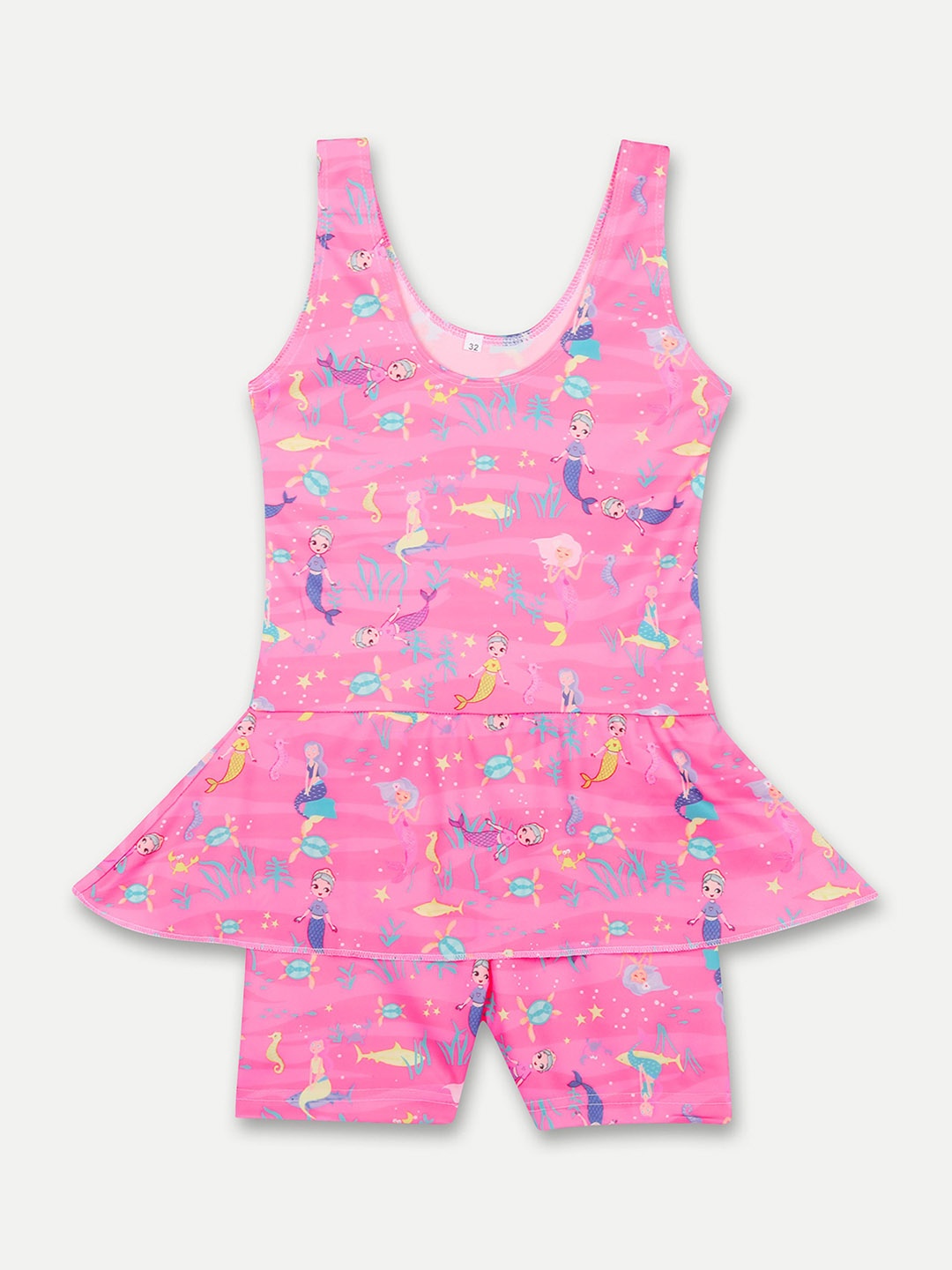 

Aqua Holic Girls Abstract Printed Swimming Dress, Pink