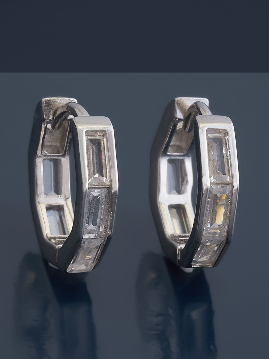 

Kushal's Fashion Jewellery 92.5 Pure Silver Circular Hoop Earrings, White