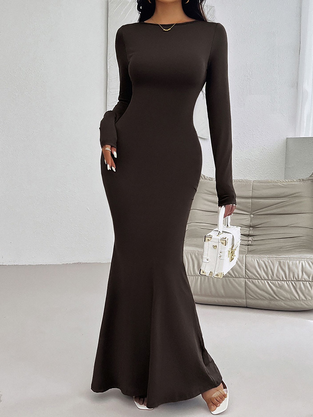 

StyleCast x Revolte Bodycon Maxi Dress, Brown