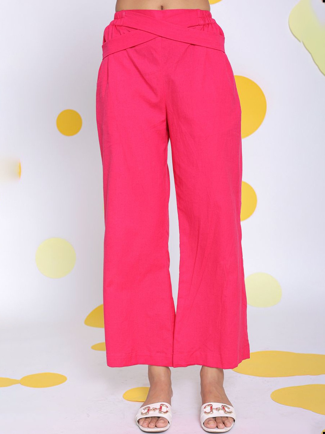 

KAORI BY SHREYA AGARWAL Women Relaxed High-Rise Wide Leg Linen Trousers, Pink
