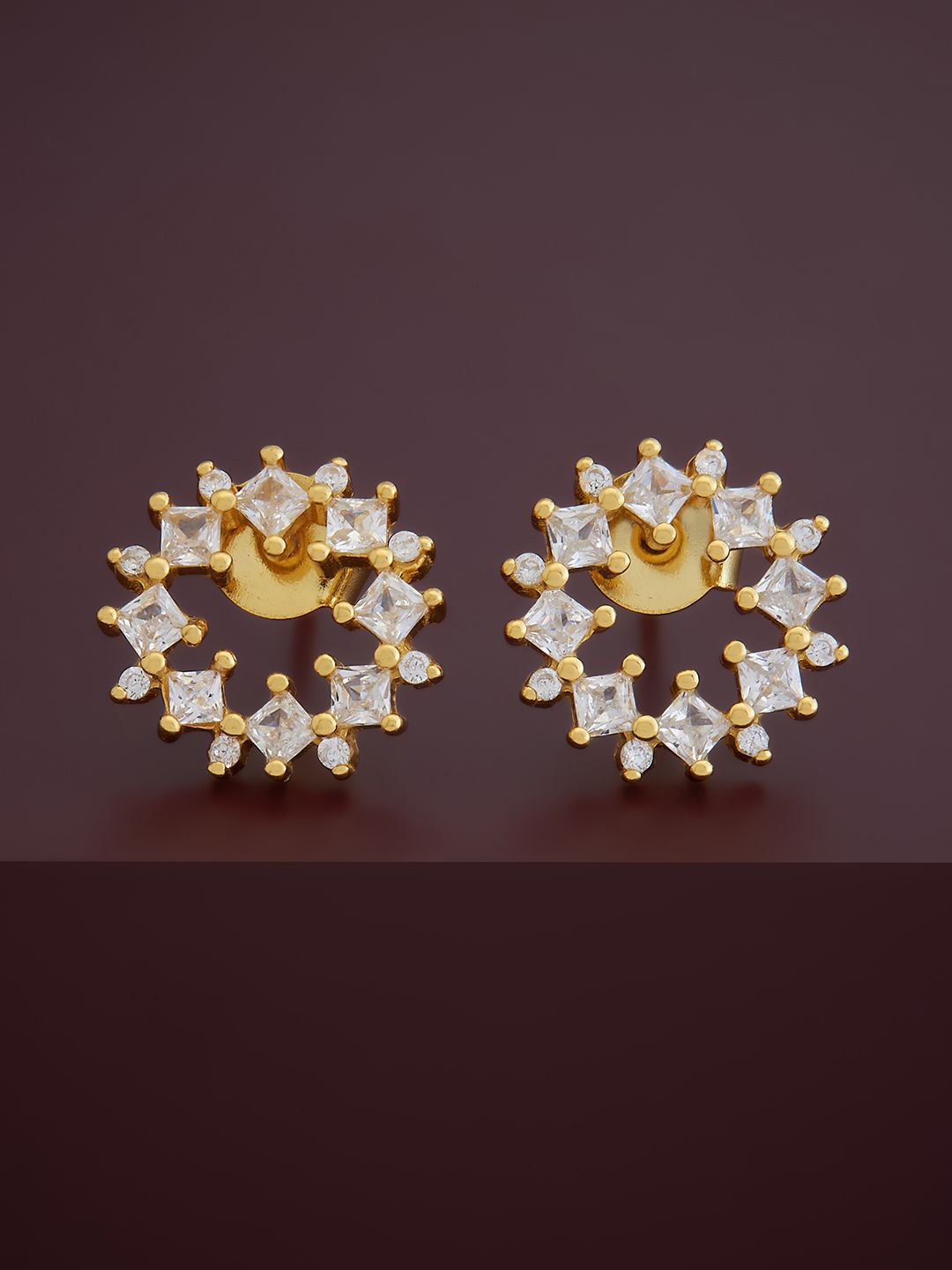 

Kushal's Fashion Jewellery 92.5 Pure Silver Floral Studs Earrings, Gold