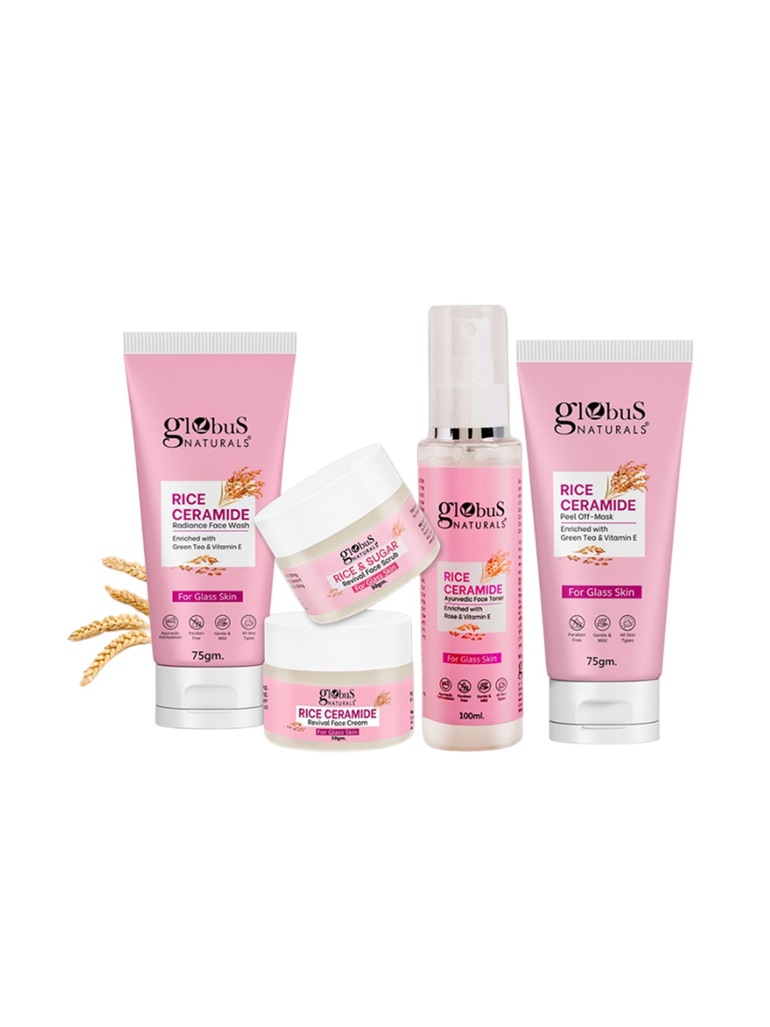 

Globus naturals Set Of 5 Rice Ceramide Skin Care Combo, Na