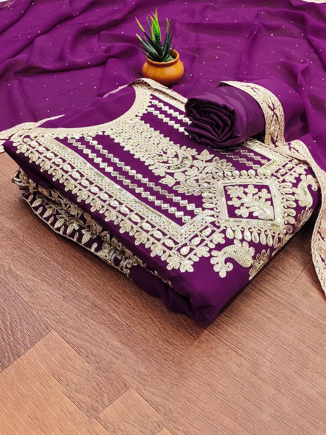 

Maroosh Embroidered Unstitched Dress Material, Purple