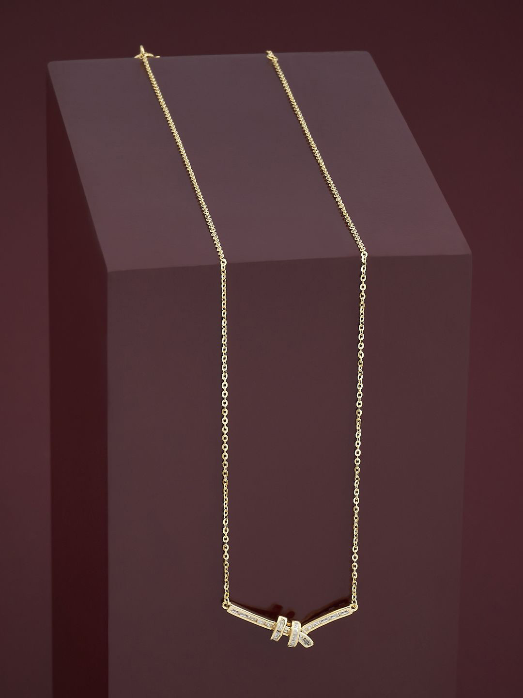 

Kushal's Fashion Jewellery Sterling Silver Gold-Plated Cubic Zirconia Chain