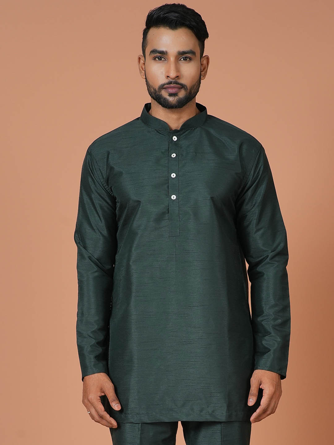 

Sayisha Mandarin Collar Long Sleeves Straight Kurta, Green