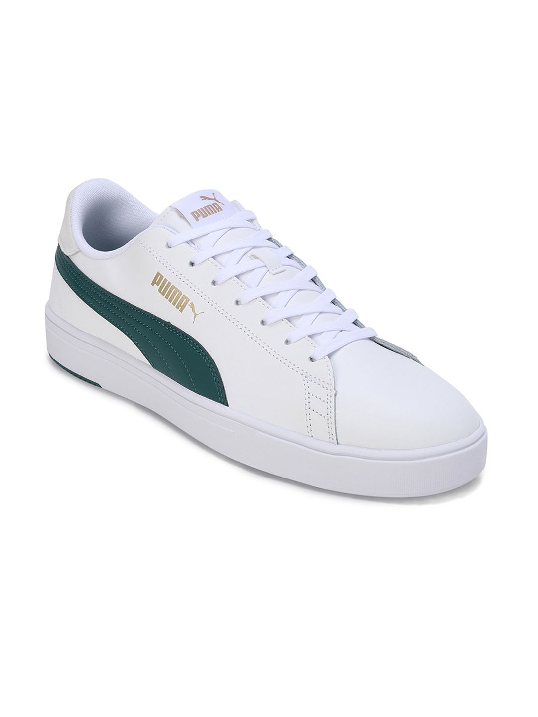 

Puma Unisex Serve Pro Lite Colourblocked Leather Sneakers, White
