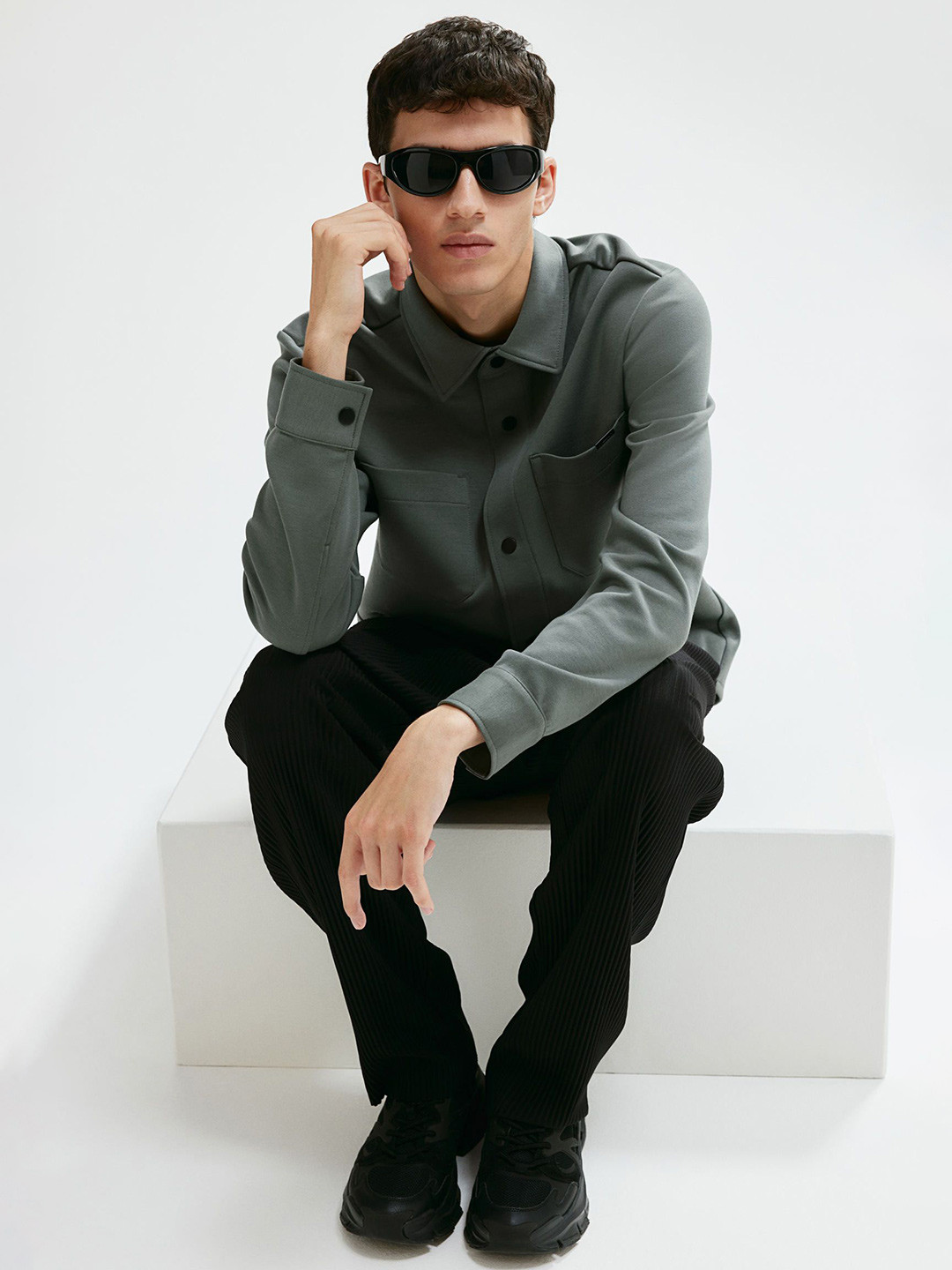 

H&M Regular Fit Scuba Overshirt, Green