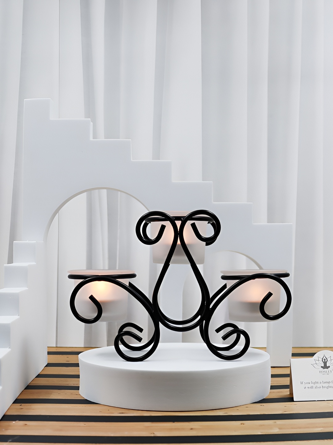 

HOSLEY Black Metal Candle Holder