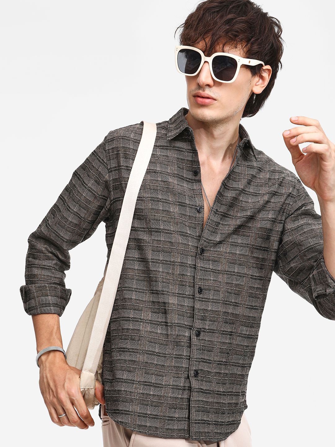 

Campus Sutra Men Comfort Spread Collar Striped Cotton Casual Shirt, Brown